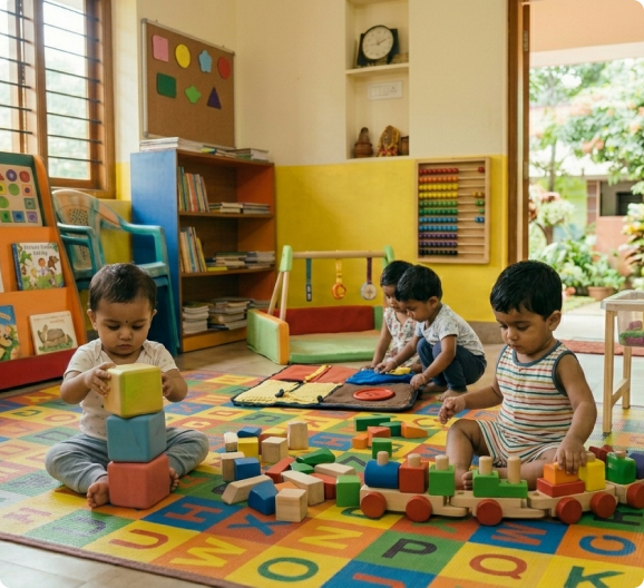 Montessori playing with toys